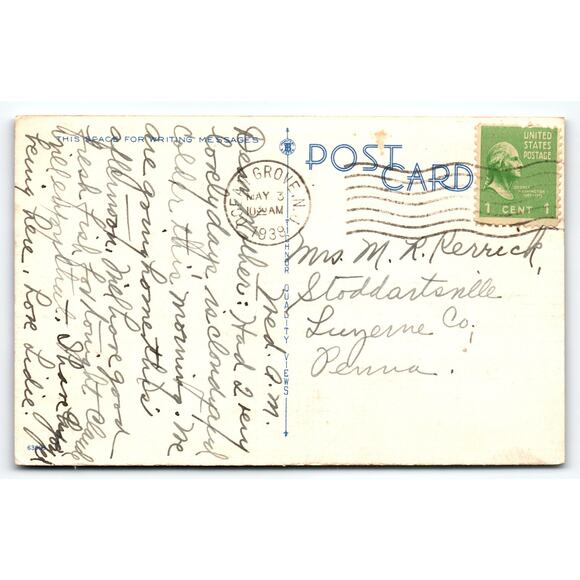 Vintage Bird's-Eye View Postcard Ocean Grove NJ Auditorium 1939 - Picture 2 of 2